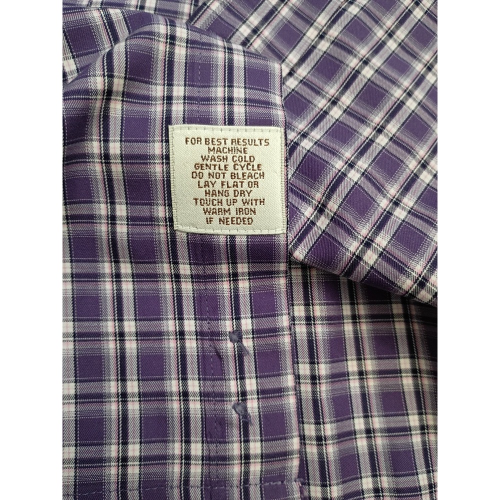 Peter Millar Mens Purple White Plaid Cotton Button Down Shirt Large MF16W37CBL - Picture 7 of 10